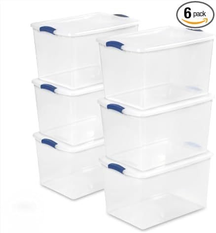 Storage 6 Pack Plastic Containers Latching